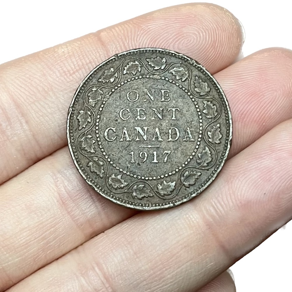 🎈$10 add on - 1917 ONE CENT CANADA - with “DEI GRA” - George V